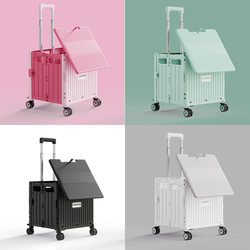 Folding Grocery Cart for Shopping, Popular Online, Household Use, Parcel Delivery, Hand-Pushed Cart, Market Stall Essential