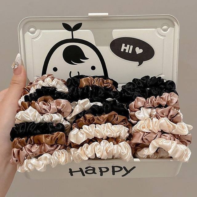 
French small intestine ring high elastic satin headband for women durable rubber band hair rope high-end ball hair accessories