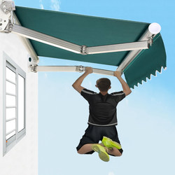 Retractable Awning Outdoor Rainproof Canopy for Small Yard Balcony Folding Tarpaulin Storefront Hand-Cranked Retractable Awning