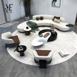 Curved Sofa for Sales Office Meeting and Reception Areas, Beauty Salon Lobby, Hotel Lobby, Club Lounge, and Rest Area
