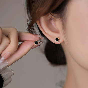 Yican S999 Pure silver black earr
