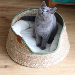 The new kinetic cat's nest four -seasons universal pet beef production nest Pucao woven cat grabbing plate to keep warm nest cat supplies
