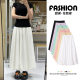 Puffy flower bud skirt for women 2025 spring and autumn new versatile high-waisted lace-up skirt for slim midi-length A-line umbrella skirt
