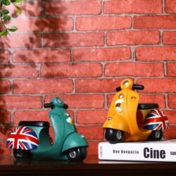 Zakka British-Style Resin Hand-Painted Retro Motorcycle Piggy Bank Ornament Creative Home Decoration
