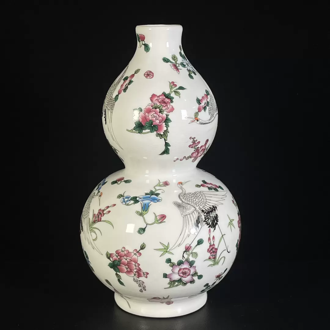 瓷器文玩老货收藏古玩大清乾隆欧洲回流青花釉里红荷花纹天球瓶