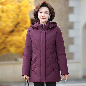 
High-end 2025 new style hooded mom down jacket women's short large size thickened middle-aged and elderly grandma winter clothing