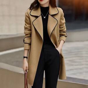 Cross -border women's clothing autumn and winter new Korean version of thin imitation sheep fustorrhea coats ocean -to -color, long woolen coat
