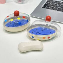 Dopamine Soap Box Creative Design with Lid for Draining Water, Portable for Student Dormitory Bathroom and Home Use