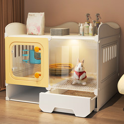 Rabbit Cage, Rabbit Nest, Large Household Pet Rabbit Cage, Easy to Clean, with Integrated Toilet, Luxury Villa, Suitable for All Seasons, for Sleeping