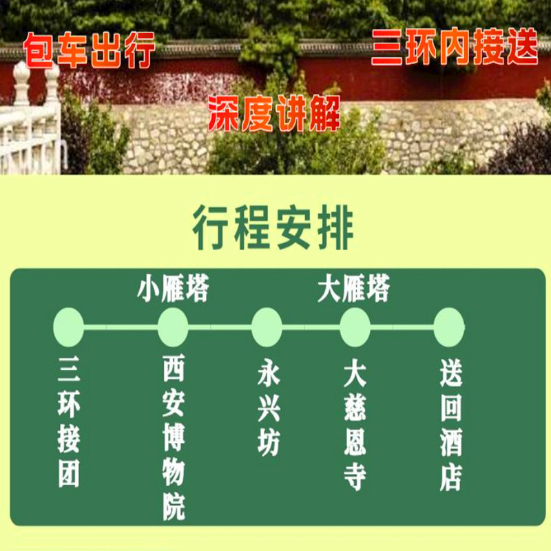 西安市内一日游2-6人小团 独立用车 含西安博物院门票+大雁塔门票