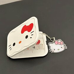 Hellokitty Portable Mirror Portable Makeup Mirror Student Foldable Touch-Up Mirror Comb Integrated Cute 2025 New Model