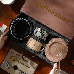 Jingdezhen Ceramic Coffee Cup and Saucer Set, High-End Exquisite Gift Box, Wedding Gift for Best Friend, Souvenir Gift