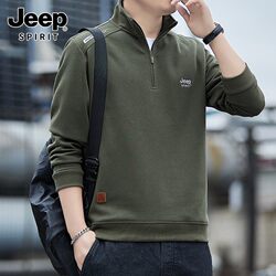 Jeep Jeep 2025 Autumn New Men's Sweatshirt Loose Thin Half-Zip Casual Pullover Long Sleeve Men's Top