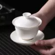 Đế lót ly bằng sứ, khay và đĩa sứ trắng, khay đựng trà cách nhiệt bằng cát tím, giá đỡ bát trà men ngọc, khung thảm trà chống bỏng Phụ kiện bàn trà