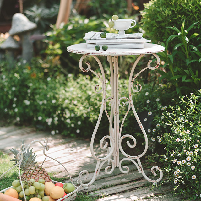 Monet Garden outdoor old iron round table flower stand courtyard balcony gardening retro table small flower table