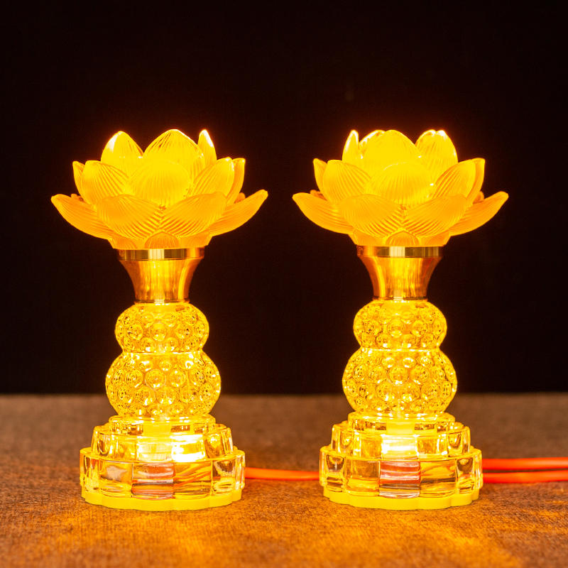 佛前水晶莲花灯佛堂供佛灯家用 LED七彩长明琉璃观音灯插电财神灯-淘宝网