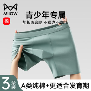 
Catman Teenagers Underwear Boys Extended Anti-wear Leg Boxer Shorts Middle and High School Students Boys Pure Cotton Boxer Briefs
