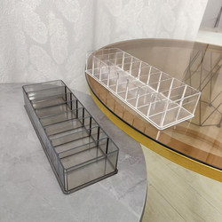 Transparent Desktop Acrylic Powder Storage Box with 8 Compartments for Lipstick, Cosmetics, Eyeshadow Organizer, Data Cable Sorting Box