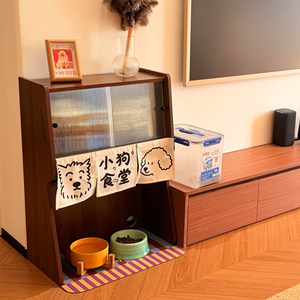 
Medieval style cat canteen storage rack dog canteen pet supplies snack storage organizer wooden storage cabinet