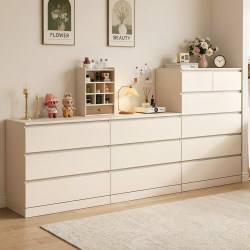 Drawer Cabinet, Living Room Wall-Mounted Storage Cabinet, Large-Capacity Combination Cabinet, Bedroom Bedside Drawer Cabinet, Cream-Style Storage Chest of Drawers