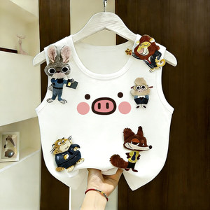 
Children's Summer Cotton Waistcoat Crazy Animal 3D Doll Doll Cartoon Boys and Girls Sleeveless T-Shirt