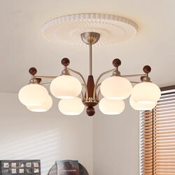 Living Room Lamp, Modern, Simple and Elegant, White Jade Glass, Mid-Century Style, High-End Living Room Main Lamp, Chandelier, Living Room 2026 New Model