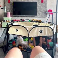 Children's Tent Indoor Playhouse Small House Foldable Octagonal Cage Fence Children's Summer Play Sand Tent at Home