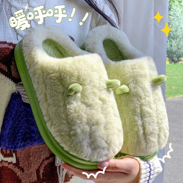 Cute cotton slippers for women in autumn and winter 2025 new indoor home warm bags and couples furry confinement shoes for men