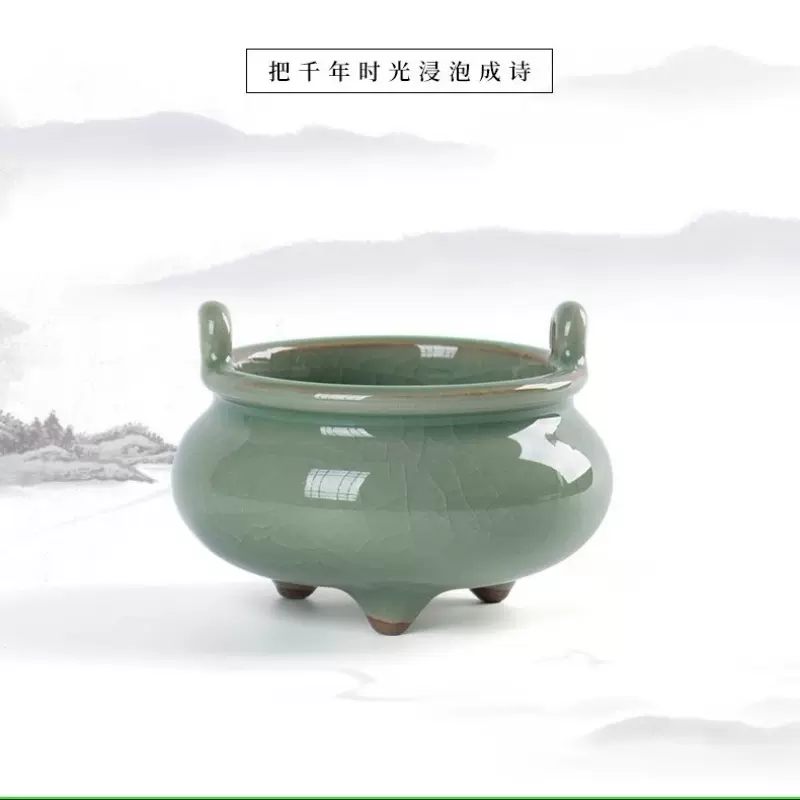 宋時代の香炉 宋時代の香炉 □気品溢れる逸品！官窯青白磁雙耳香炉 宋時代□ zx20