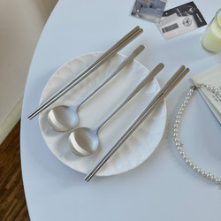 304 Stainless Steel Portable Cutlery Set, Sanded with a High-End Feel, Chopsticks and Spoon, Household Cutlery Set for One Person