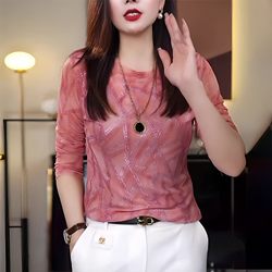 Long-Sleeved T-Shirt for Women, 2025 Spring and Autumn New Style, Age-Reducing, Fashionable, Casual, Middle-Aged Mom's Inner Layering Top