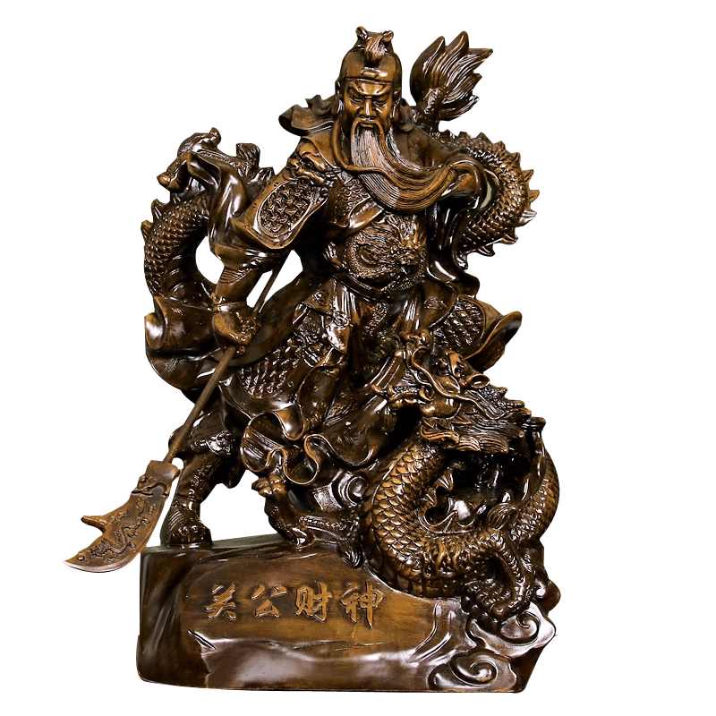 關公擺件客廳仿木雕關羽關二爺武財神家居商鋪公司辦公室開業禮物
