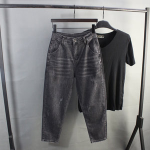 Men's Foot Harn Jeans Bacoar Pants Large Loose Sleeping Pants Summer Thin Plastic Tide Wash and make old