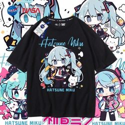 Nasa X Hatsune Miku Collaboration Short Sleeve T-Shirt - Future Miku Pain Shirt - Unisex Loose Fit Student Hong Kong Style