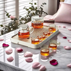 Glass Tea Set for Home Use, Light Luxury, High-End 2025 New Model, Kung Fu Tea Cups, Teapot, Small Tea Tray, Office Reception