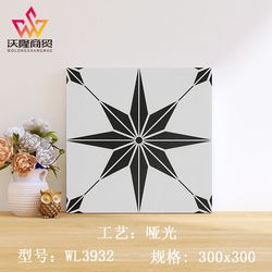 Retro Black and White Small Floral Tiles 300X300 Scandinavian Kitchen Bathroom Balcony Entrance Hall Mosaic Non-Slip Wear-Resistant Floor Tiles