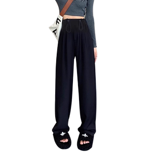 
Cat man pregnant women's pants spring and summer style without belly support for pregnant women wide-leg pants wear loose extended suit floor pants during pregnancy