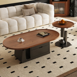 Medieval-Style Coffee Table for Small Living Rooms, Home Use, 2025 Light Luxury, High-End Minimalist Solid Wood Walnut Color Tea Table