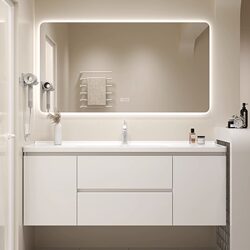 Cream Style Bathroom Cabinet Combination Modern Simple Light Luxury Sweet Solid Wood Bathroom Sink Hand Washbasin Cabinet