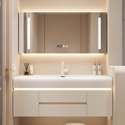 Cream Style Bathroom Cabinet Combination, Skin-Feel Integrated Basin, Bathroom Sink, Washbasin, Washbasin Cabinet Combination