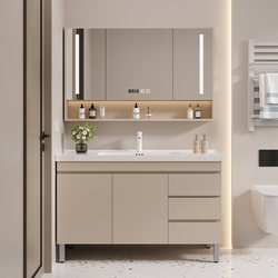 New Modern Minimalist Bathroom Cabinet Set with Integrated Ceramic Basin, Washbasin, and Floor-Standing Washstand for the Bathroom