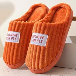 New Thick-Soled Non-Slip Furry Slippers for Men, Plush Cotton Slippers for Women, Autumn and Winter Cotton Slippers for Indoor Home Warmth