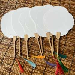 Traditional Lacquer Fan with Thickened Rice Paper, Ancient Style Blank DIY Calligraphy Fan, Special Fan for Lacquer Painting