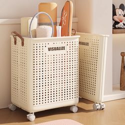 Yoga Mat Storage Basket with Wheels for Home Use, Fitness Equipment Storage Tube, Basketball and Badminton Foldable Storage Box