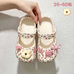 
Floral children's slippers for girls Princess Mary Jane clogs summer shallow casual versatile ballet beach shoes trendy