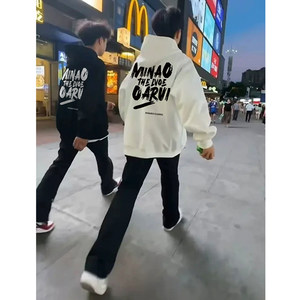 
National trend American street letter hooded sweatshirt for men and women autumn and winter heavy cotton chic student high street couple jacket