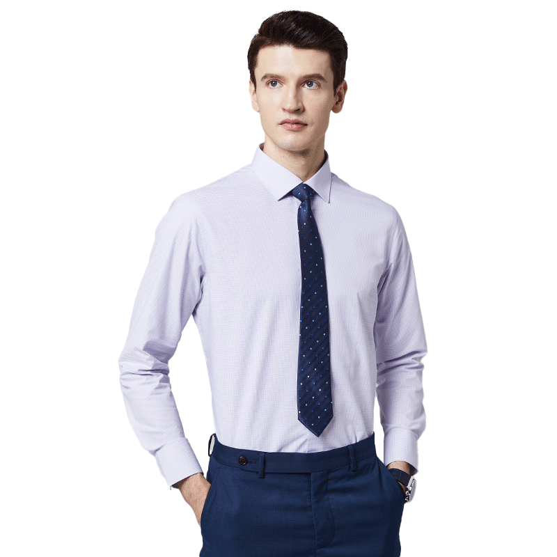 
Franizilla men's blue plaid shirt men's long-sleeved shirt business formal casual no-iron professional wear