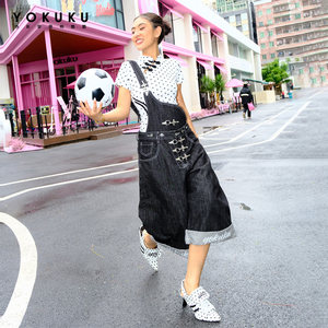 
Yo Cool Cool (minus four degrees) American retro detachable one-shoulder overalls for women raw cow heavy industry jeans for women