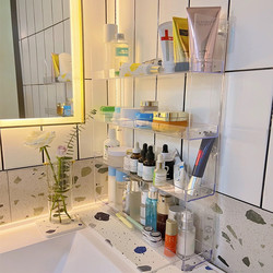 Acrylic Bathroom Storage Rack for Skin Care Products, No-Drill Corner Bathroom Toilet Wall-Mounted Storage Shelf