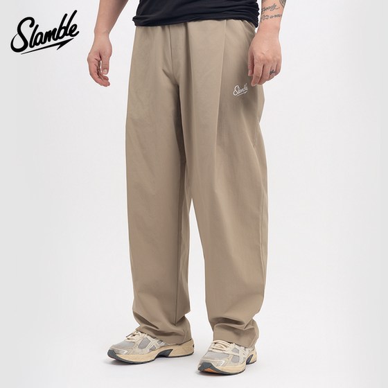 
SLAMBLE men's sports casual pants double-fold scissor loose wide-leg pants quick-drying and modifying leg shapes versatile